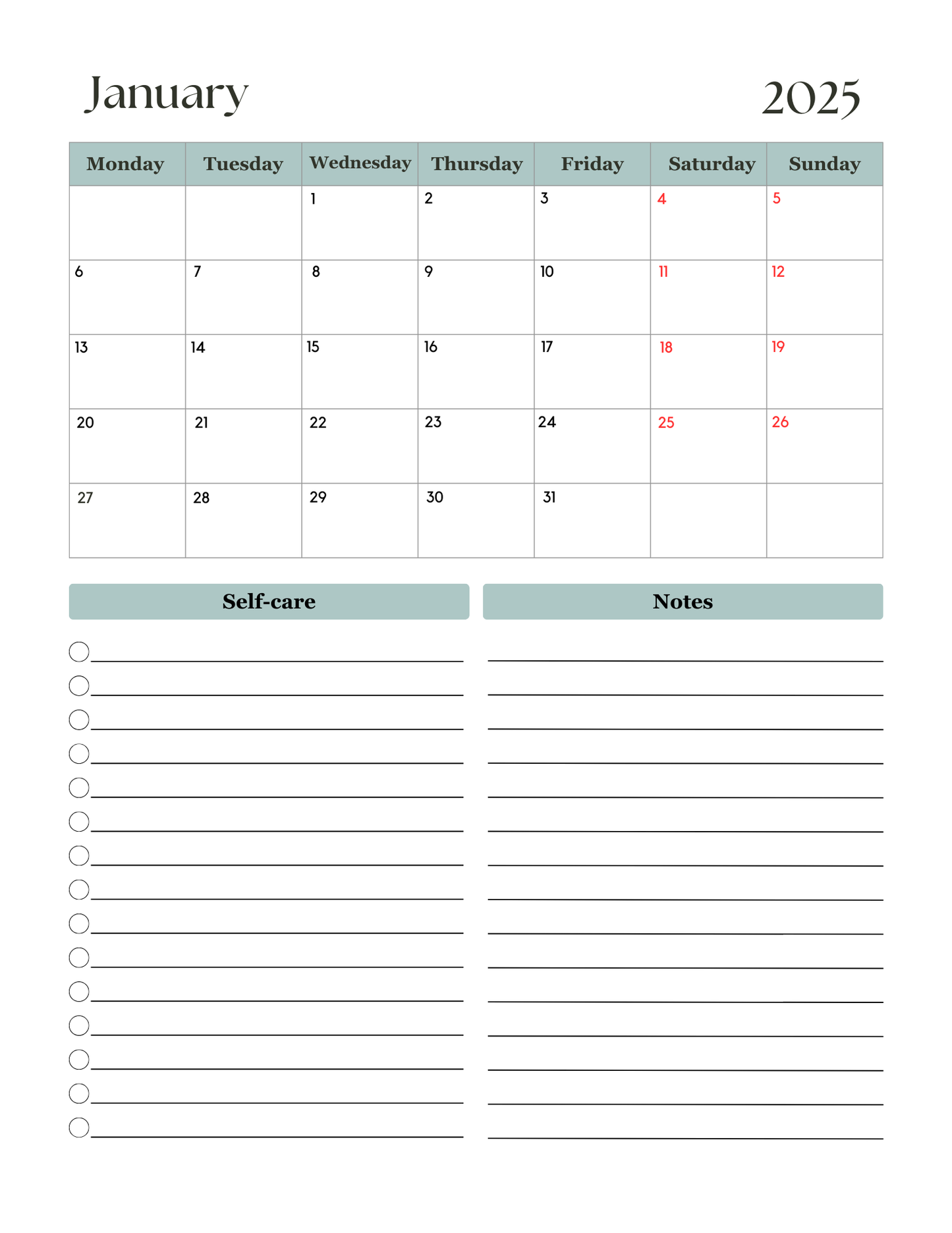 2025 ADHD Planner