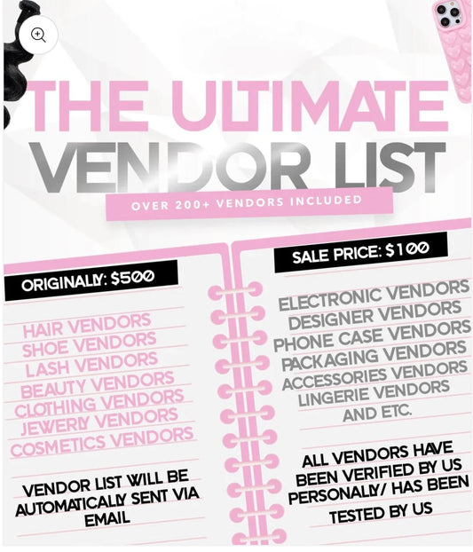The Ultimate Vendor List - With Resell Rights ✨